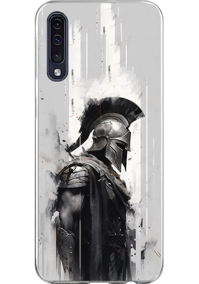 Samsung Galaxy A70 Uyumlu Şeffaf Kılıf Spartan 2 Tasarımlı