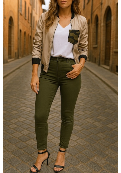 Gabardin Kumaş Yüksek Bel Pantolon 90 Cm 4xlbel40cm Haki
