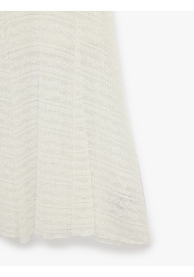 Koton Yarı Transparan Kloş Midi Dantel Etek Ekru 6sak10054pk