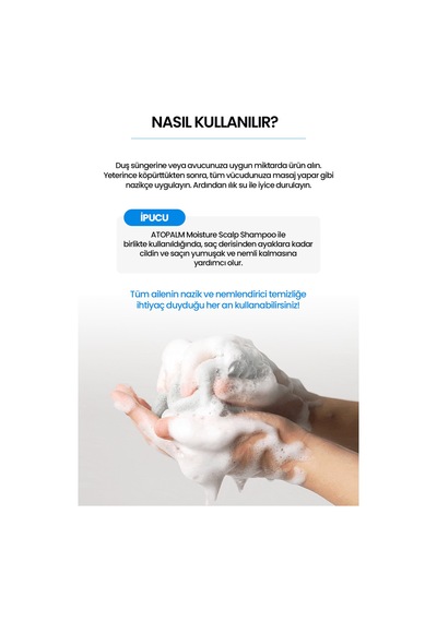 Kuru & Hassas Cilt İçin Besleyici & Nemlendirici Nazik Duş Jeli Atopalm Moisture Body Wash Beyaz Sabun