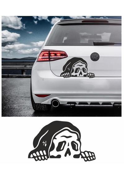 Bagajdan Bakan İskelet Sticker - Araba Oto Motosiklet Karavan Cam Sticker - 00112 12X7 Cm