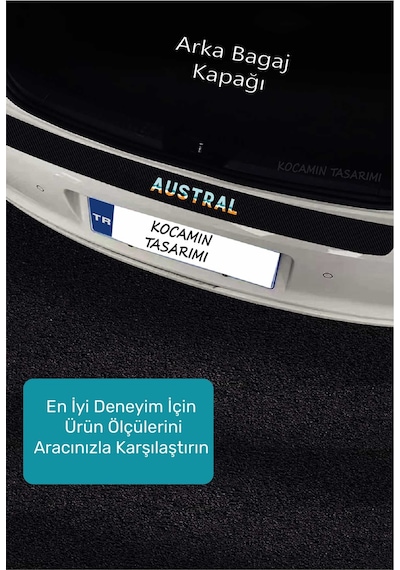 Renault Austral Kapı Eşiği Karbon Koruyucu Austral Modeline Uyumlu 5 Parça Renkli Baskılı Set