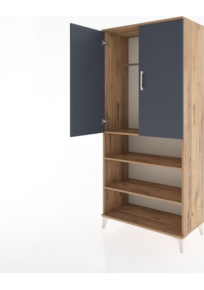 Hyperion Dolap 4 Raflı 2 Kapaklı Tek Askılı 88x44x195 Çam-ant... Çam