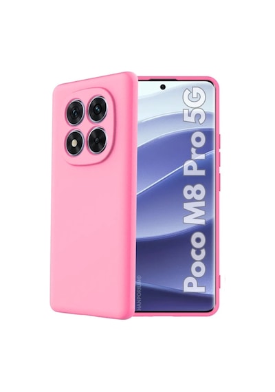 Poco M8 Pro 5g Uyumlu Silikon Kılıf - Pastel Renk Tonu Kamera Korumalı Esnek Kapak - Pembe