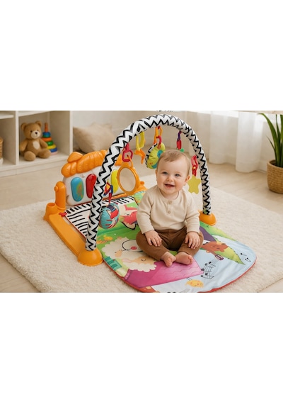 Toys2you Piyanolu Oyun Halısı Işıklı ve Müzikli Gelişim Matı Hayvanat Bahçesi70x45x35