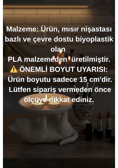 Dekoratif Beyaz Kedi Figürlü 3d Sunumluk Tabak Şekerlik Organizer Masaüstü Ev Dekorasyon Ürünü