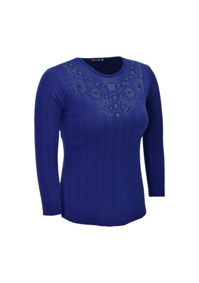 Kadın Taşlı Kaşkorse Bluz Bgl-st04136 İndigo