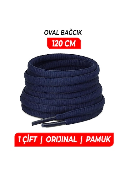 120 cm - Oval Spor Ayakkabı Bağcığı, Sneaker, Koşu, Yürüyüş Ve Günlük Ayakkabılar İçin Dayanıklı Pamuk Bağı , Premium Bağcık 1 Çift - 120 Cm Lacivert