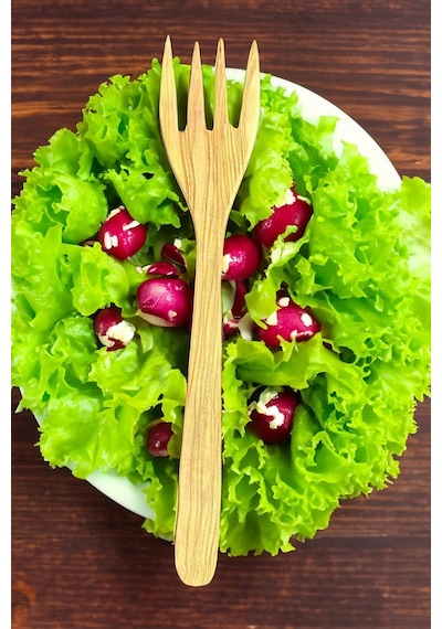 Ceviz Ağacı Çatal 1 Adet El Yapımı Ahşap Salata Çatalı