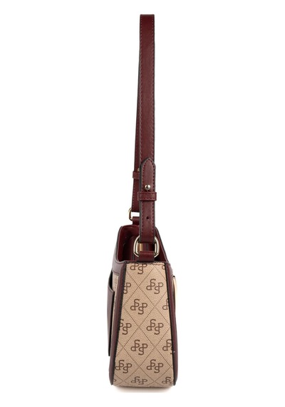 Silver Polo Sp1132 Kadın Çapraz Çanta Monogram Koyu Bej-bordo