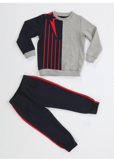 Casabony Stripe Erkek Çocuk Eşofman Takım-lacivert Gri