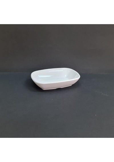 4 Adet Kırılmaz Melamin Kare Çerez & Meze Tabağı 14x10 Cm - Derinlik 3 Cm - Beyaz Beyaz