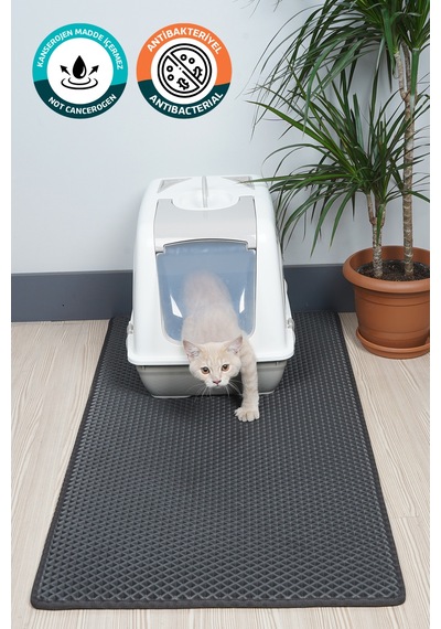 60x110 Cm Hücreli Kedi Kumu Paspası Kedi Matı Kedi Tuvalet Önü Paspası Koyu Gri