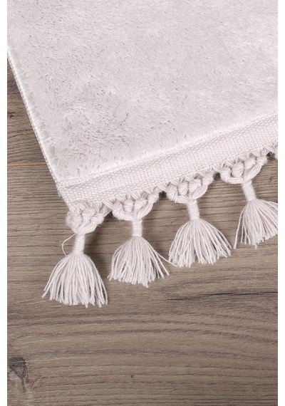 Relax Gri 60x100 + 50x60 Cm 2'li Köşeli Ponpon Saçaklı Banyo Halı Antrasit