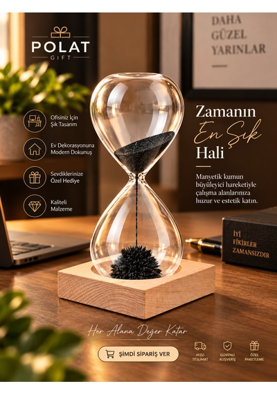 Dekoratif Ahşap Manyetik Kum Saati -