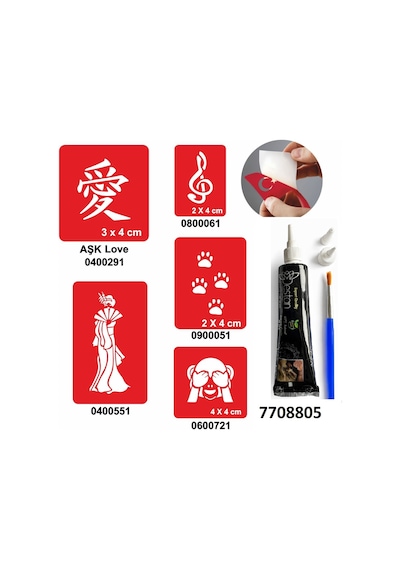 Hint Kınası Ve Şablonla Geçici Dövme Yapma Seti Set 45