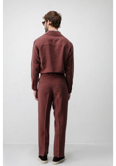 Antioch Lyocell Relaxed Fit Pileli Erkek Pantolon Bordo