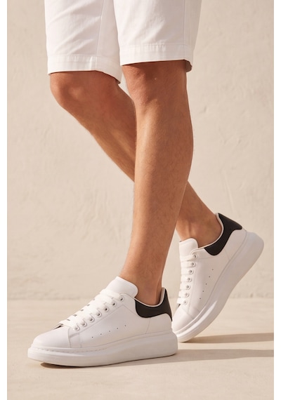 Liaquenn - Rahat Ve Hafif Yüksek Tabanlı Yürüyüş Günlük Spor Giy Çık Unisex Beyaz-siyah Sneaker ... Beyaz Siyah