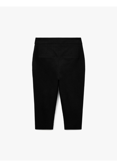 Koton Viskon Kumaş Slim Fit Cepli Capri Pantolon Siyah 5sak40315uw Siyah