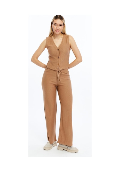 Selectmoda Kadın Kolsuz Triko Takım Kahverengi