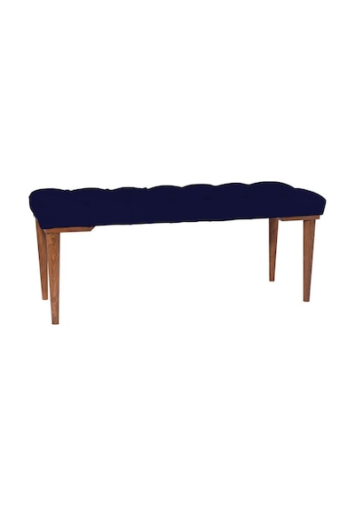 Gazzini Classic Retro Gürgen Ayak Chester Model Kapitoneli Mavi Puf Bench - Ceviz Ayak