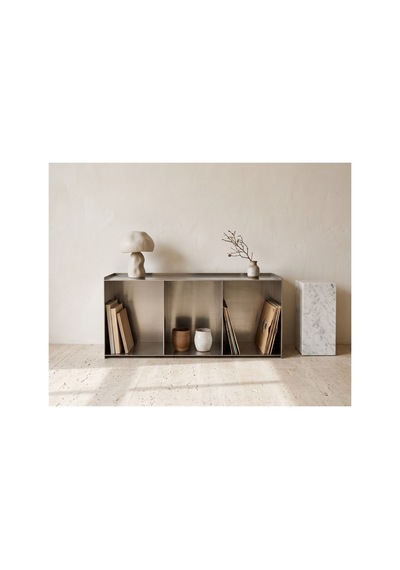 Dizör Vitrin Konsol 304 Paslanmaz Çelik, Fırçalı, 3 Bölmeli Açık Raf Konsol / Plak Ve Kitaplık Ünitesi 105 X 50 X 35 Cm Gümüş Dizör Vitrin Konsol 304 Paslanmaz Çelik, Fırçalı, 3 Bölmeli Açık Raf Konsol / Plak Ve Kitaplık Ünitesi 105 X 50 X 35 Cm Gümüş