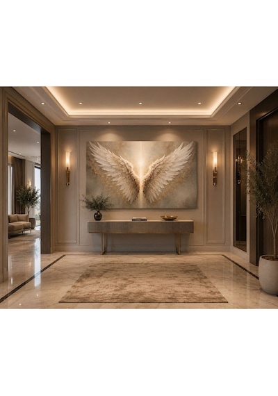Lüks Melek Kanatları Kanvas Tablo Gold Detaylı Modern Soyut Angel Wings Duvar Tablosu Salon Yatak Odası Antre Ofis Dekoru
