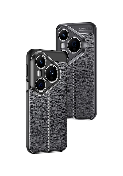 Huawei Pura 80 Pro Uyumlu Silikon Kılıf Deri Desenli Kamera Korumalı Autofocus Kapak Siyah