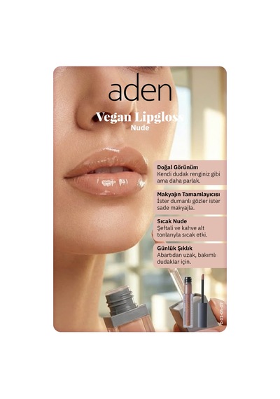 Aden Vegan Lipgloss - Vegan Dudak Parlatıcısı 07 Nude Ten 0