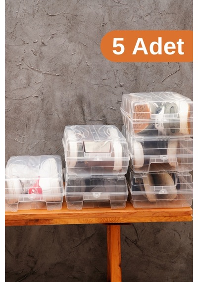 5 Adet - Ayakkabı Kutusu Şeffaf Ayakkabı Saklama Kutusu Plastik Turuncu Tr Diğer