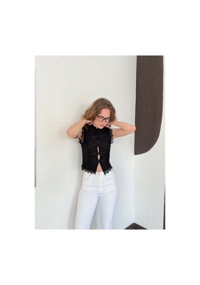 Verymoda Dantel Yelek D3026 Siyah