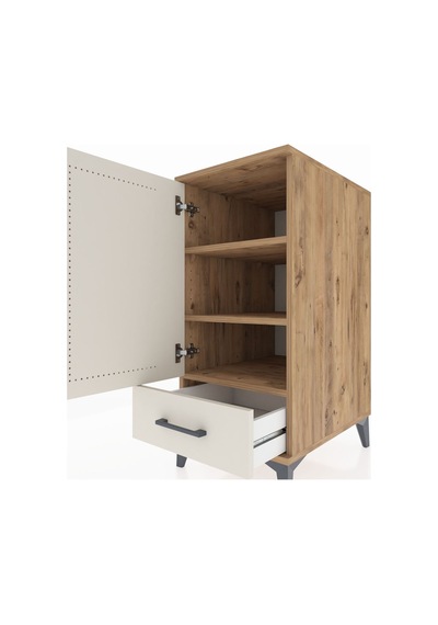 Kronos Komodin 3 Raflı Tek Çekmeceli Tek Kapaklı 44x59x96 Çam-aytaşı Atlas Çam