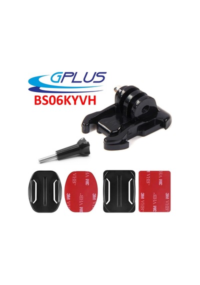 Gplus Bs06kyvh 6 Parça Oval Eğimli Zemin Ve Flat Düz Yüzey Vidalı Hızlı Tak Aksiyon Kamera Uyumlu 3m Yapışkanlı Motor Kask Bağlantı Base Seti Siyah