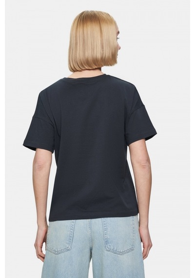 Avalon Antrasit Bisiklet Yaka Baskılı Oversize Kadın Tshirt Antrasit