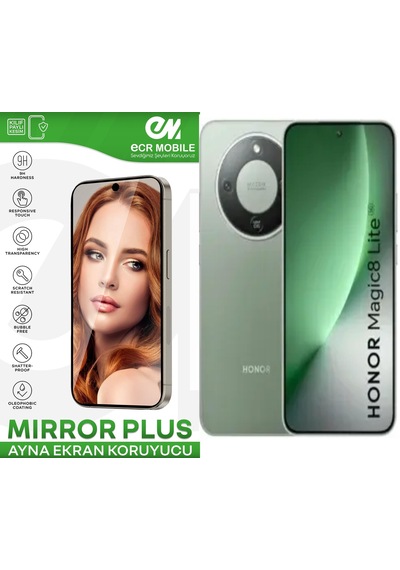 Honor Magic 8 Lite İle Uyumlu Ayna Mirror 9h Kırılmaz Nano Ekran Koruyucu Ekran Kapalıyken Ayna