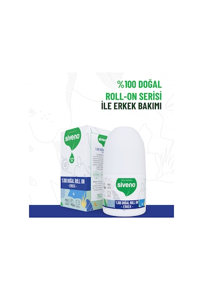 Siveno %100 Doğal Roll On Erkek Deodorant Ter Kokusu Önleyici Bitkisel Leke Bırakmayan Vegan 50 ML