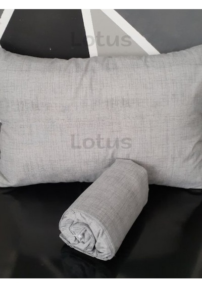 Fırça Desen Ranforce Lastikli Fitted Çarşaf Takımı Tek Kişilik Yastıklı Gri 120x200