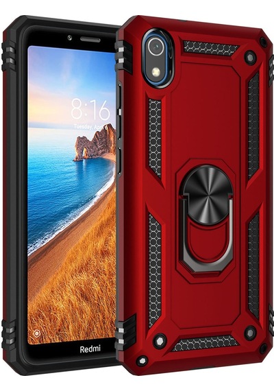 Xiaomi Redmi 7a Uyumlu Kılıf Sofya Yüzüklü Silikon Kapak - Kırmızı