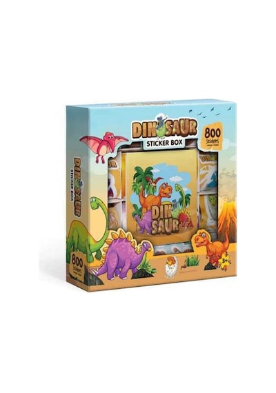 Dinosaur Sticker Box 800 Parça Eğitici Dinozor Temalı Çıkartma, Not Defteri Ve Origami Seti