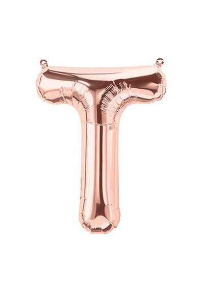 T Harfi Rose Gold Folyo Balon 34 İnç 80 Cm