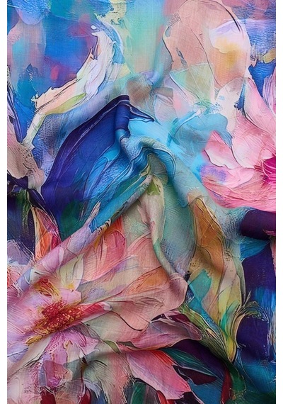 Çift Taraflı Kare Eşarp Dijital Baskı 68x68 Cm. K105384 Beyaz
