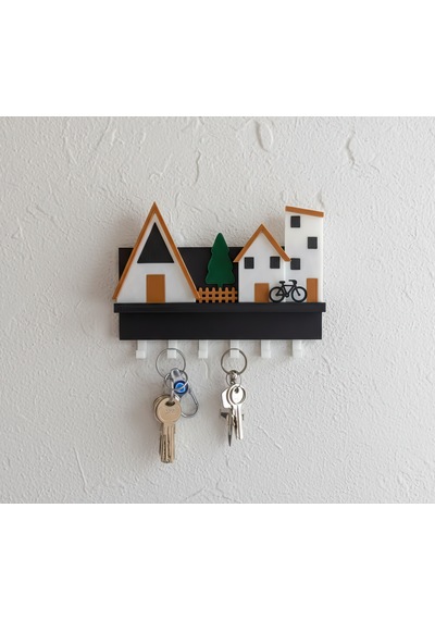 Minik Evler V2 Anahtarlık-duvar Askılı Anahtarlık - Anahtarlık Askısı-duvar Anahtarlığı 22x17 Cm 22x17 Cm