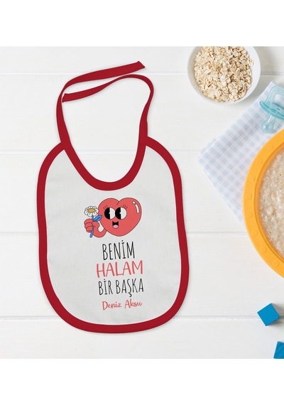 BK Kids Kişiye Özel Benim Halam Bir Başka Tasarımlı Kırmızı Bebek Kırmızı