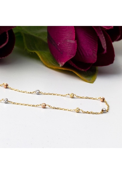 Top Altınlı 14 Ayar Popcorn Zincir Kolye Klblu14k2377