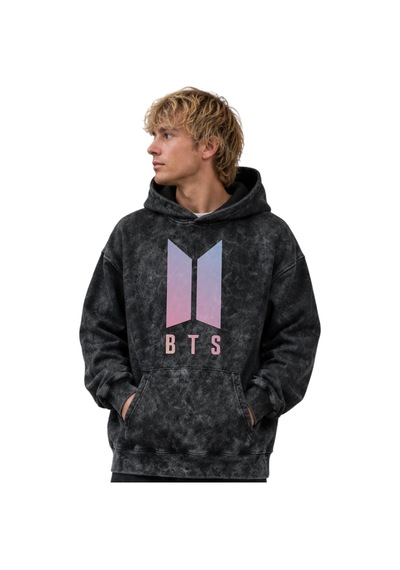 Sevbano Bts Müzik Grubu Baskılı Unisex Oversize Premium Yıkamalı Hoodie S Siyah