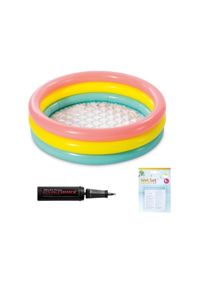 Lexroo Şişme Yumuşak Tabanlı Renkli 3 Boğumlu Baby Pool Çocuk Bebek Havuzu,114x25 Cm Ve Pompa+yama Çok Renkli