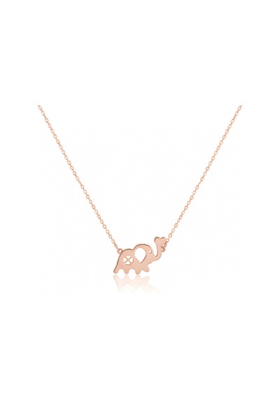 Kalpli Fil Gümüş Kolye - Rose Rose Gold