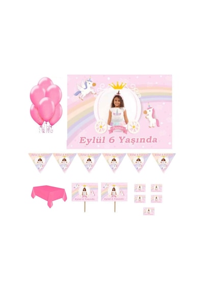Unicorn Doğum Günü Parti Seti Magnet, Pvc Kaplı Afiş