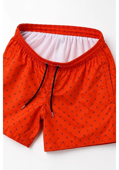 Ertaştrendstore Kadın İçi Fileli Hızlı Kuruyan Cepli Bağcıklı Deniz Şortu Desenli - Turuncu Çok Renk
