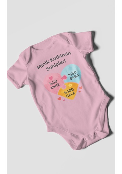 Morivokids Aileye Özel Kısa Kollu Bebek Body %100 Pamuk Koyu Pembe